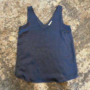 3/$15 Scalloped V-Neck Blue Blouse